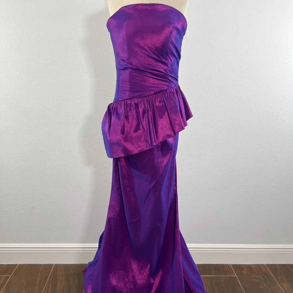 Stunning metallic purple gown by Dalia Macphee